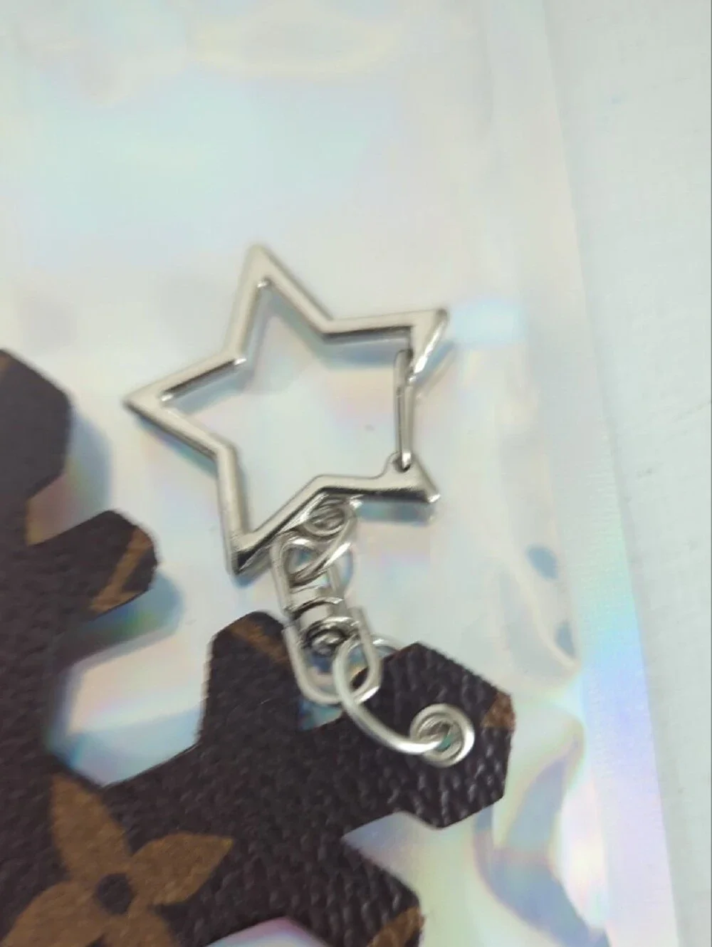 Louis Vuitton Brown Monogram Snowflake Key Charm with Silver Star Clasp COA Incl